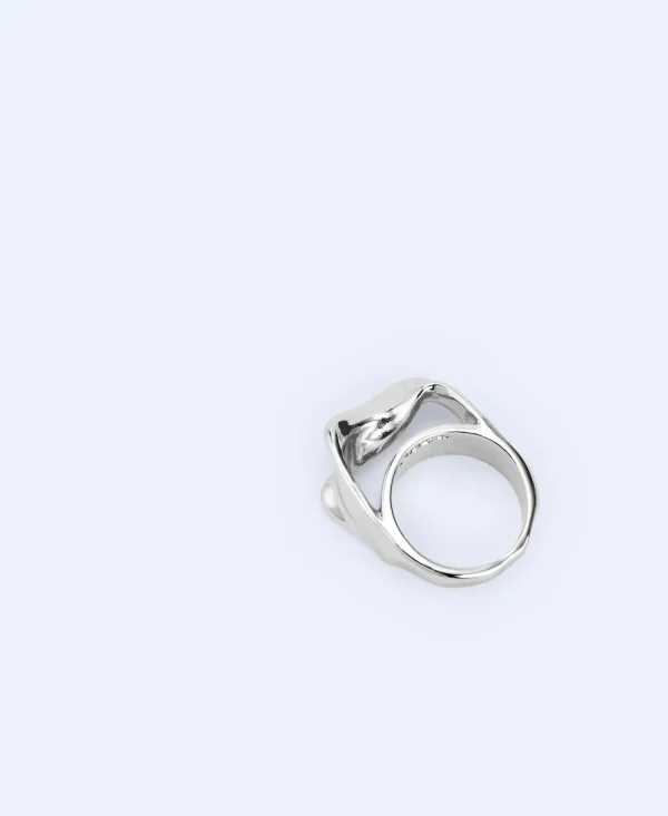 Adolfo Dominguez Bisutería>Anillo En Zinc Motivo Torsion Plateado