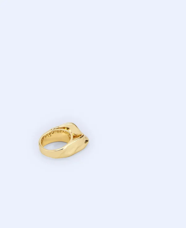 Adolfo Dominguez Bisutería>Anillo En Zinc Motivo Torsion Dorado