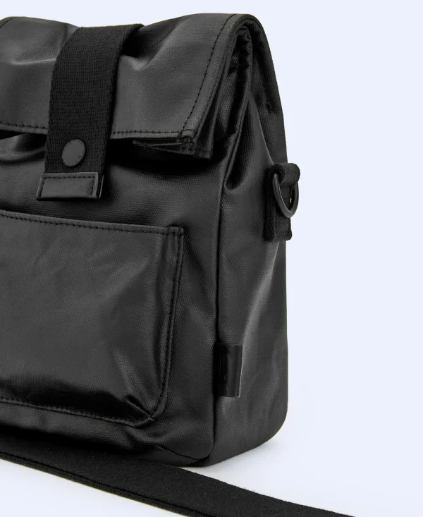 Adolfo Dominguez Bolsos>Bandolera En Algodon Reciclado Encerado Negro