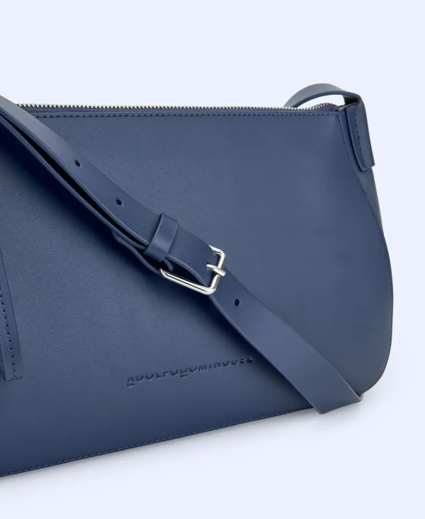 Adolfo Dominguez Bolsos>Bandolera En Piel Vaqueta Azul Marino