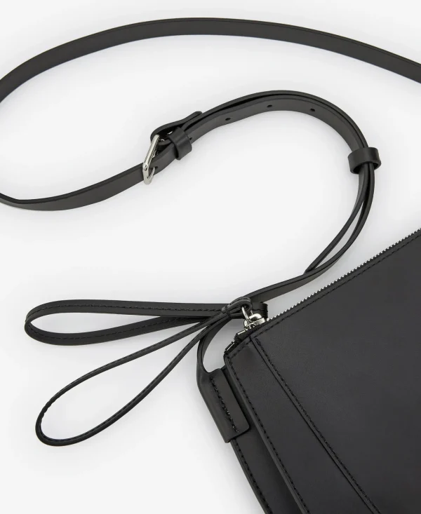 Adolfo Dominguez Bolsos>Bandolera En Piel Vaqueta Negro