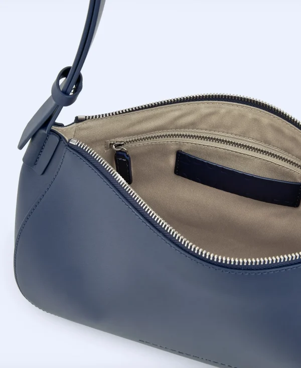 Adolfo Dominguez Bolsos>Bandolera En Piel Vaqueta Azul Marino
