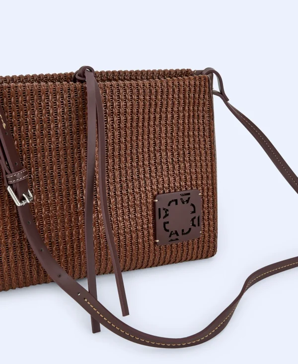 Adolfo Dominguez Bolsos>Bandolera Grande Reciclada Trenzada Chocolate