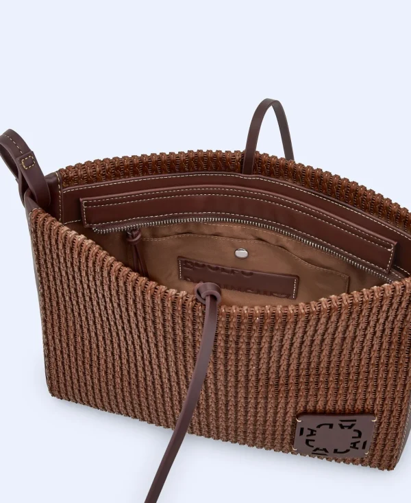 Adolfo Dominguez Bolsos>Bandolera Grande Reciclada Trenzada Chocolate