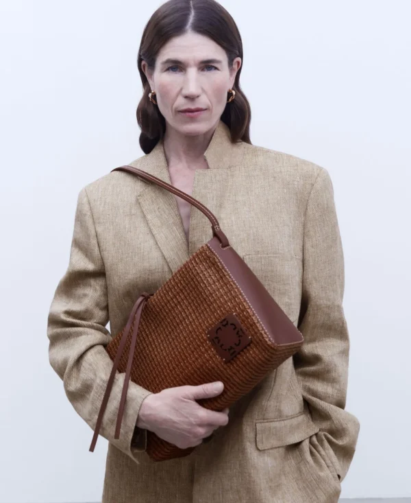 Adolfo Dominguez Bolsos>Bandolera Grande Reciclada Trenzada Chocolate