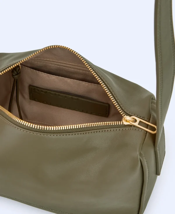 Adolfo Dominguez Bolsos>Bandolera Mediana En Poliester Reciclado Verde Oscuro