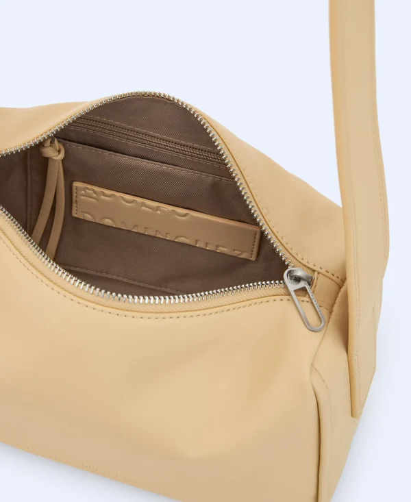 Adolfo Dominguez Bolsos>Bandolera Mediana En Poliester Reciclado Amarillo Claro
