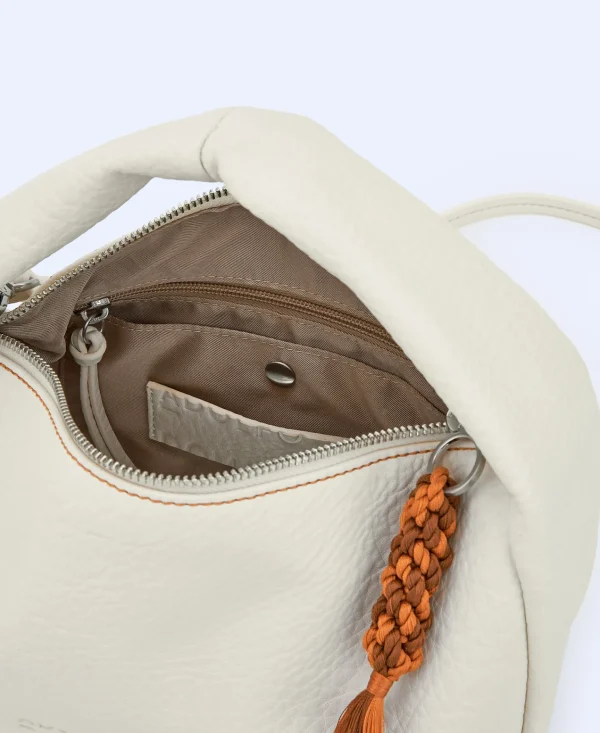Adolfo Dominguez Bolsos>Bandolera Mediana En Poliester Reciclado Blanco Roto