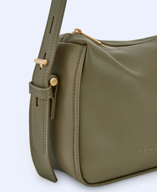 Adolfo Dominguez Bolsos>Bandolera Mediana En Poliester Reciclado Verde Oscuro