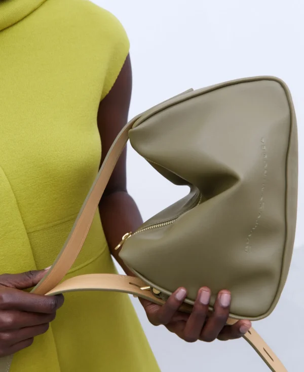 Adolfo Dominguez Bolsos>Bandolera Mediana En Poliester Reciclado Verde Oscuro