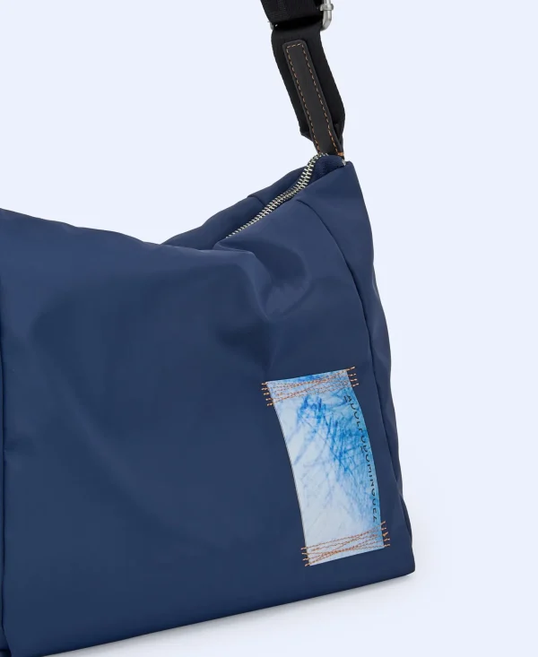 Adolfo Dominguez Bolsos>Bandolera Mediana En Tejido Acolchado Azul Marino