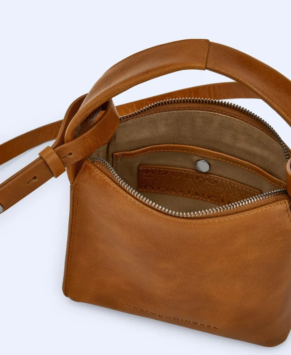 Adolfo Dominguez Bolsos>Bandolera Mini En Piel Craquelada Amarillo