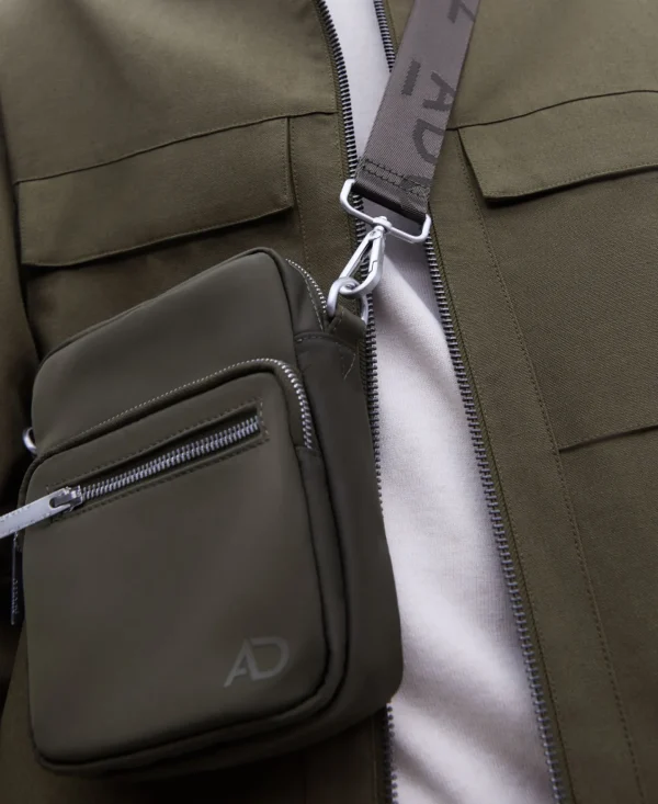 Adolfo Dominguez Bolsos>Bandolera Pequena Cremallera Metalica Caqui