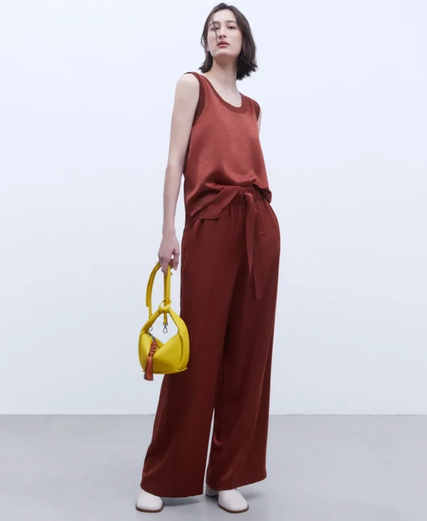 Adolfo Dominguez Bolsos>Bandolera Pequena En Poliester Reciclado Amarillo