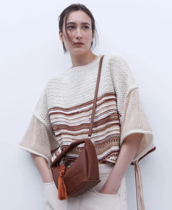 Adolfo Dominguez Bolsos>Bandolera Pequena En Poliester Reciclado Marron