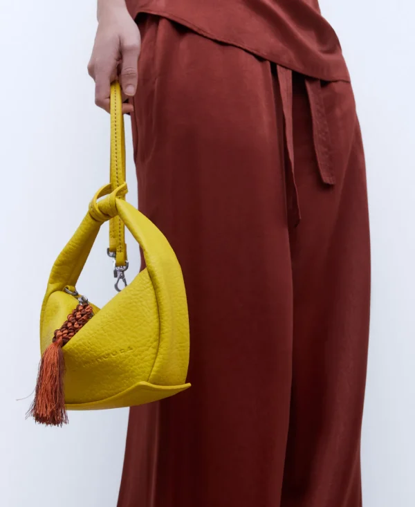 Adolfo Dominguez Bolsos>Bandolera Pequena En Poliester Reciclado Amarillo