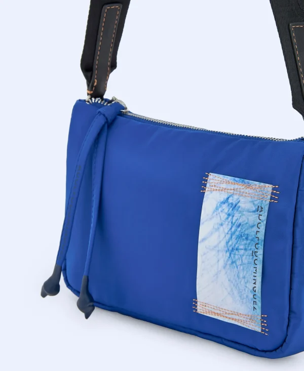 Adolfo Dominguez Bolsos>Bandolera Pequena En Tejido Acolchado Azul Tinta