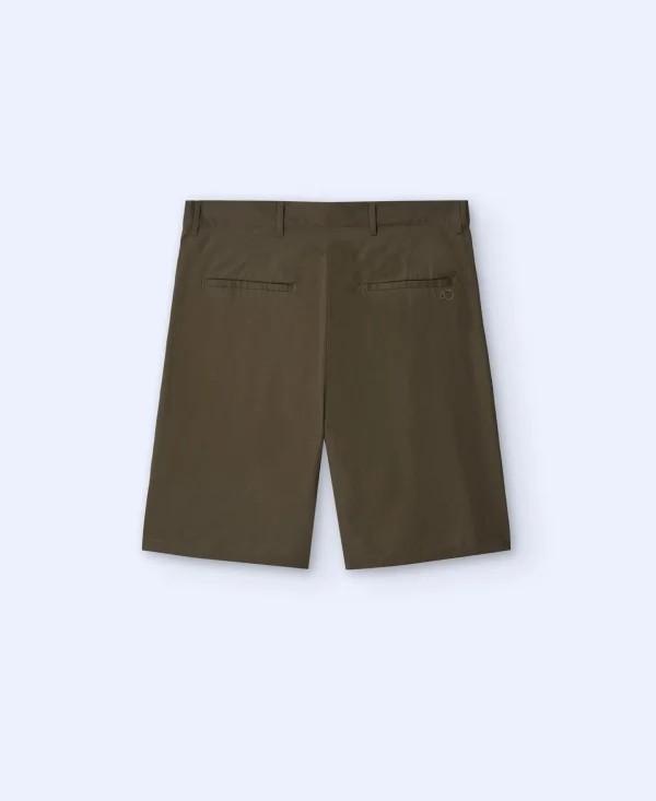 Adolfo Dominguez Pantalones>Bermuda En Popelin De Algodon Caqui