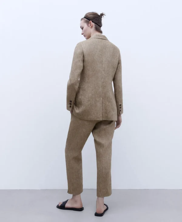Adolfo Dominguez Blazer>Blazer Estructurado En Lino Europeo Verde