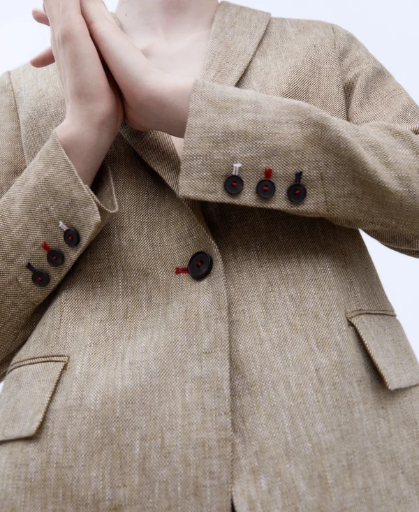 Adolfo Dominguez Blazer>Blazer Estructurado En Lino Europeo Verde