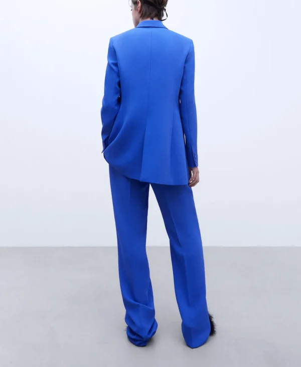 Adolfo Dominguez Blazer>Blazer Larga Y Entallada Azul