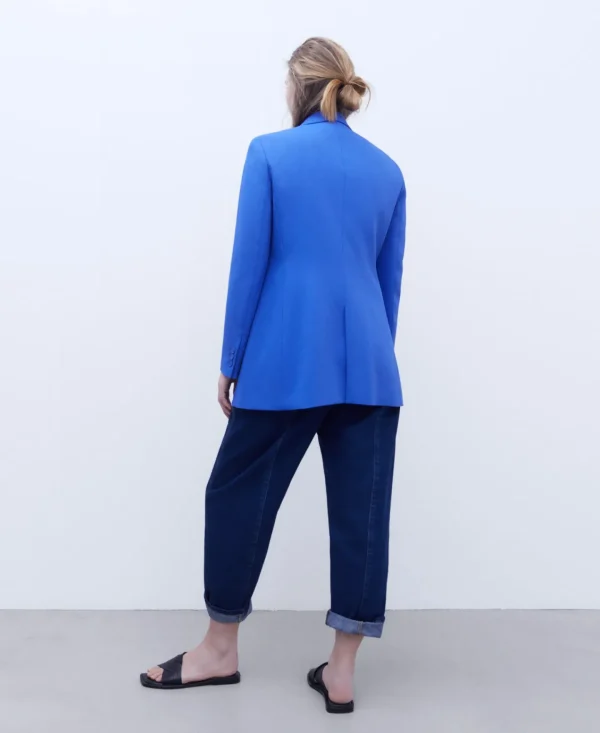 Adolfo Dominguez Blazer>Blazer Larga Y Entallada Azul