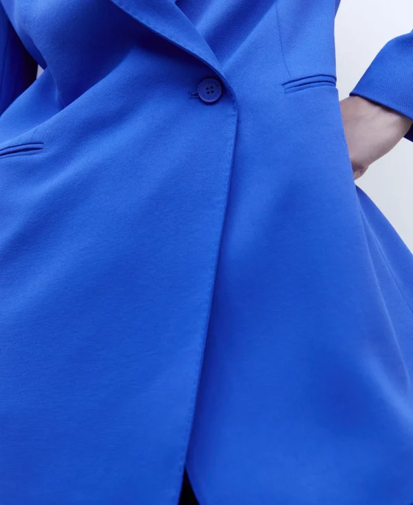 Adolfo Dominguez Blazer>Blazer Larga Y Entallada Azul