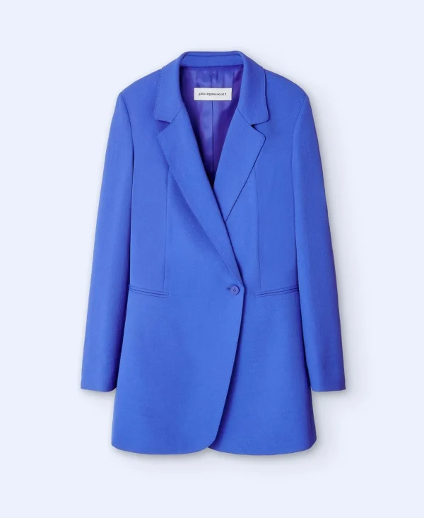 Adolfo Dominguez Blazer>Blazer Larga Y Entallada Azul