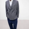 Adolfo Dominguez Blazer>Blazer Oversize Gris En Lyocell Y Lino Gris Oscuro