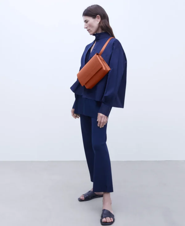 Adolfo Dominguez Bolsos>Bolso Baguette Made In Spain En Piel Teja