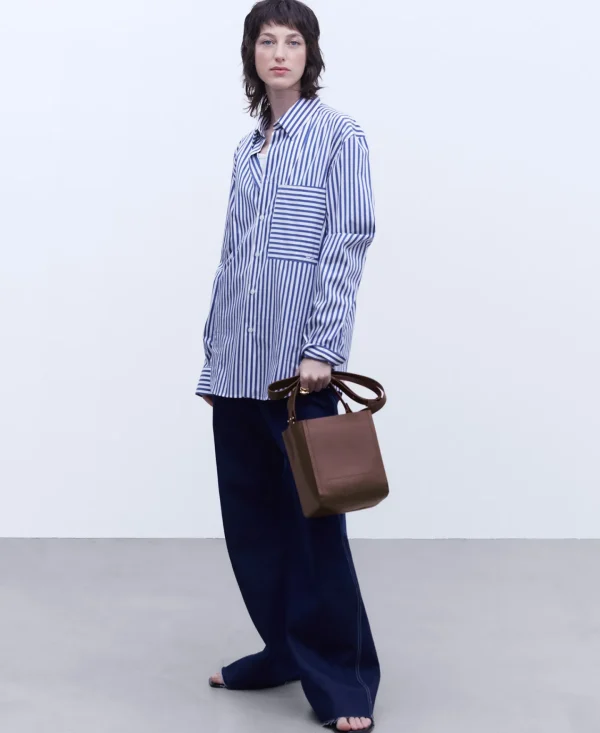 Adolfo Dominguez Bolsos>Bolso Cubo Made In Spain En Piel Chocolate