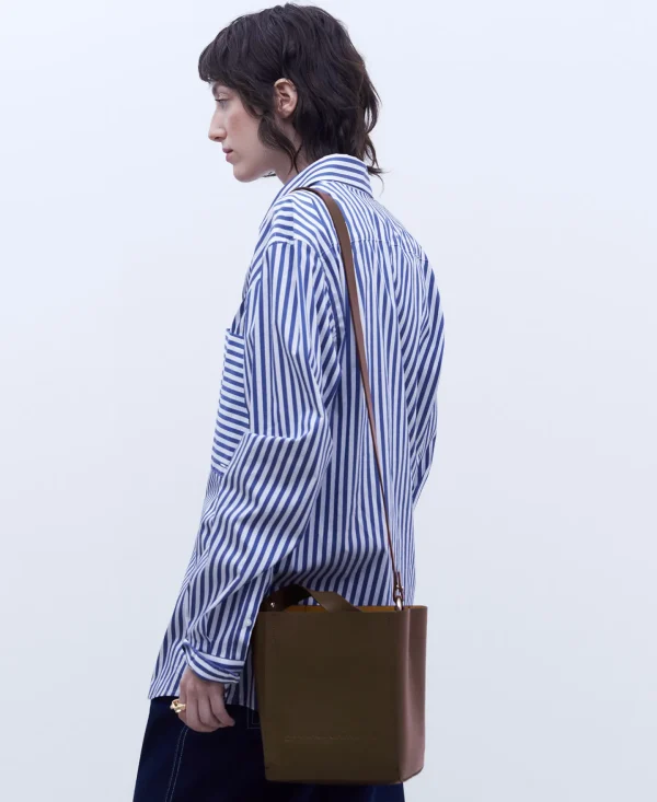 Adolfo Dominguez Bolsos>Bolso Cubo Made In Spain En Piel Chocolate