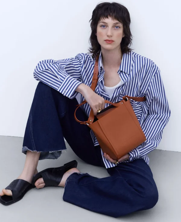 Adolfo Dominguez Bolsos>Bolso Cubo Made In Spain En Piel Teja