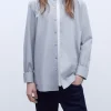 Adolfo Dominguez Camisas>Camisa Cuello Mao En Algodon Organico Gris Claro
