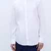 Adolfo Dominguez Camisas>Camisa Cuello Mao En Algodon Elastico Blanco