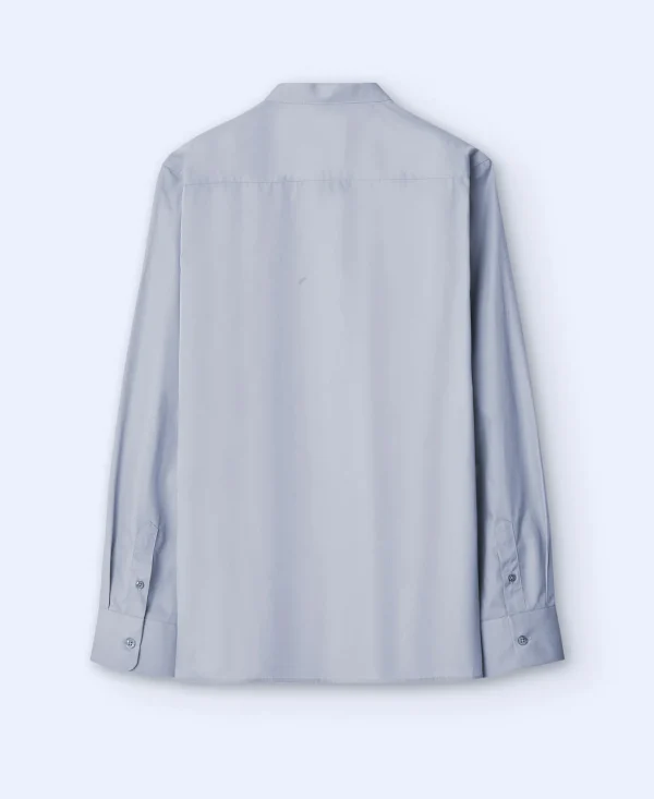 Adolfo Dominguez Camisas>Camisa Cuello Mao En Algodon Organico Gris Claro