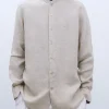 Adolfo Dominguez Camisas>Camisa Cuello Mao En Lino Natural