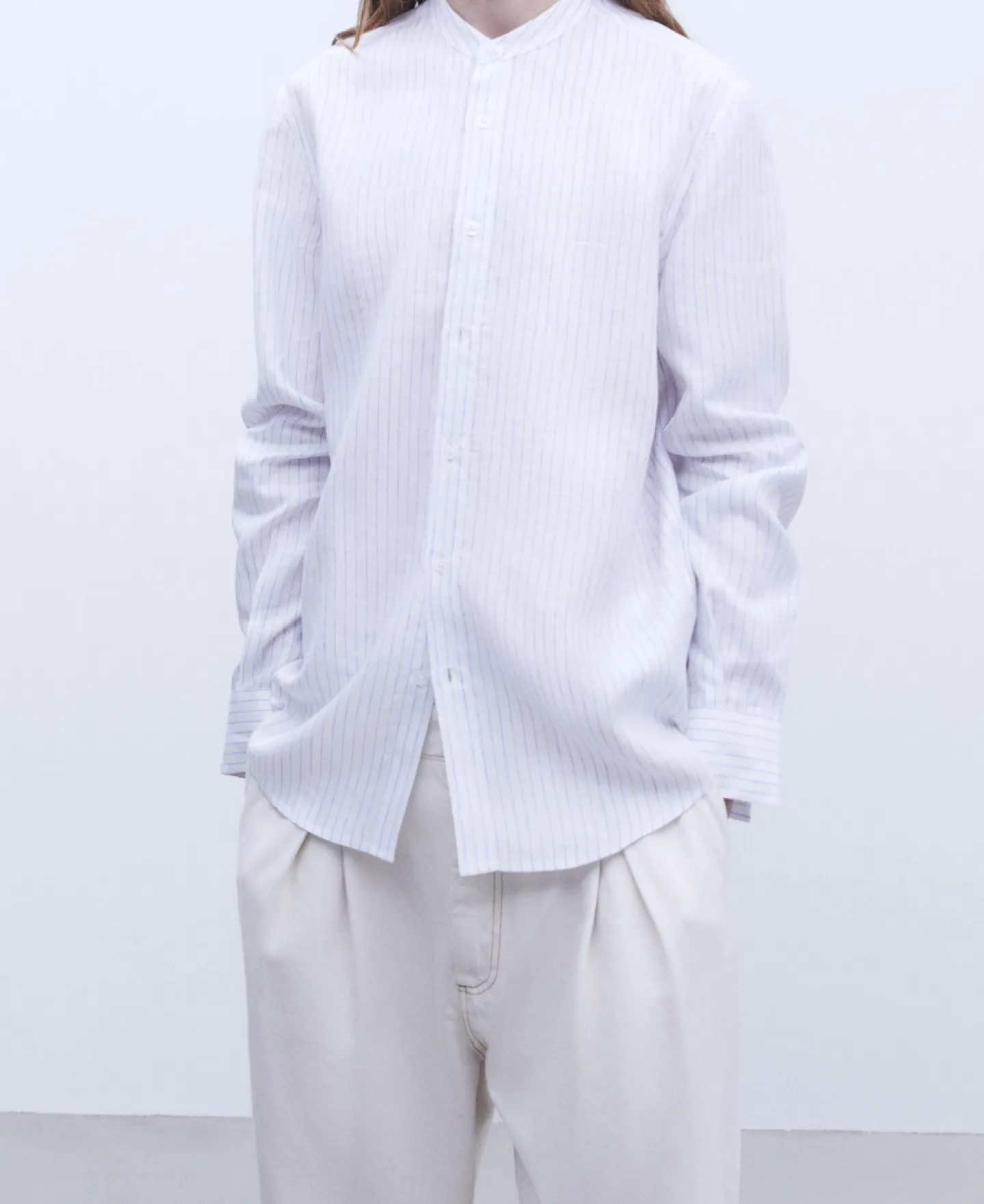 camisa_cuello_mao_en_lino_0-4.webp Adolfo Dominguez Camisas>Camisa Cuello Mao En Lino Europeo Rayas Blanco/Azul