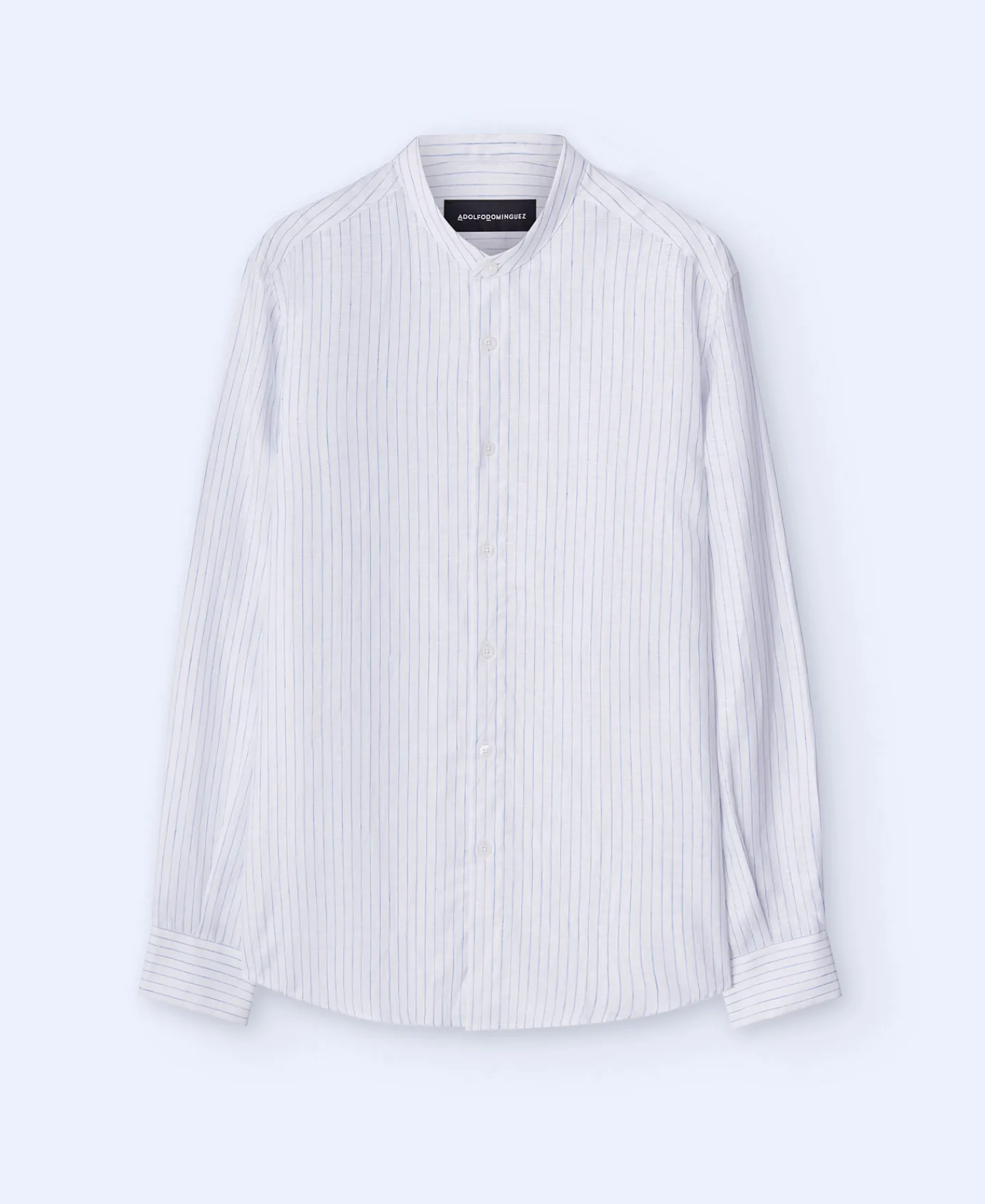 camisa_cuello_mao_en_lino_4-4.webp Adolfo Dominguez Camisas>Camisa Cuello Mao En Lino Europeo Rayas Blanco/Azul