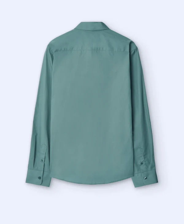 Adolfo Dominguez Camisas>Camisa Cuello Solapa Algodon Organico Verde Gris