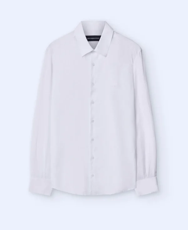 Adolfo Dominguez Camisas>Camisa Cuello Solapa En Lino 100% Blanco