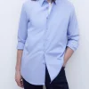 Adolfo Dominguez Camisas>Camisa En Algodon Organico Azul Celeste