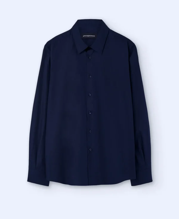 Adolfo Dominguez Camisas>Camisa En Algodon Organico Azul Marino