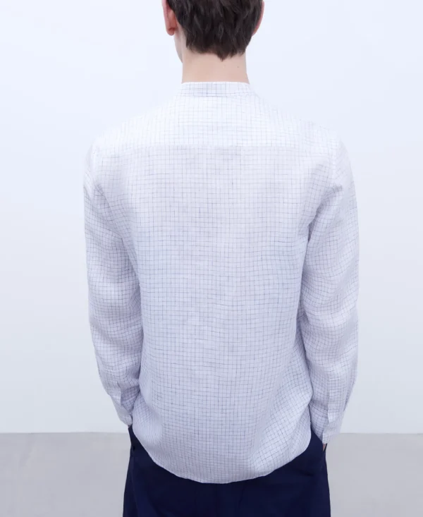 Adolfo Dominguez Camisas>Camisa En Lino Europeo Blanco/Azul