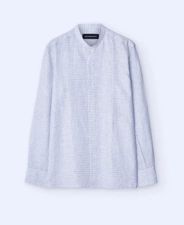 Adolfo Dominguez Camisas>Camisa En Lino Europeo Blanco/Azul
