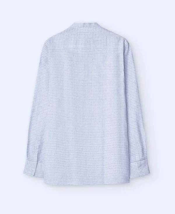 Adolfo Dominguez Camisas>Camisa En Lino Europeo Blanco/Azul