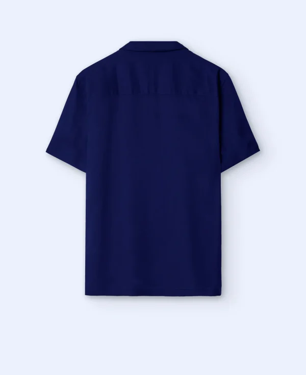 Adolfo Dominguez Camisas>Camisa Manga Corta Cuello Bowling Azul Marino