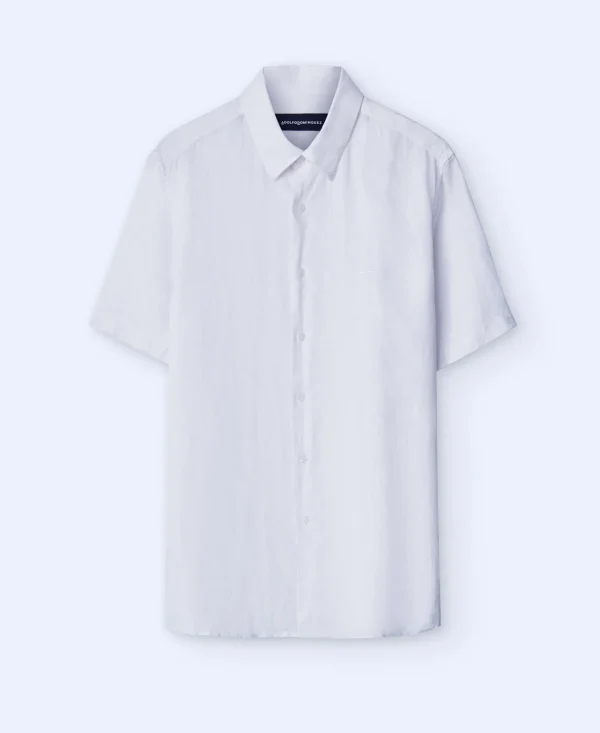 Adolfo Dominguez Camisas>Camisa Manga Corta En Lino Blanco