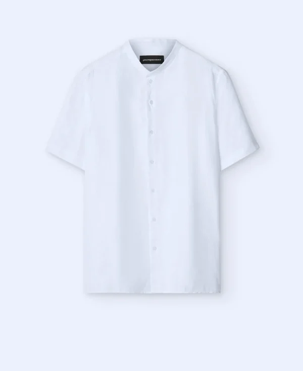Adolfo Dominguez Camisas>Camisa Manga Corta En Lino Europeo Blanco