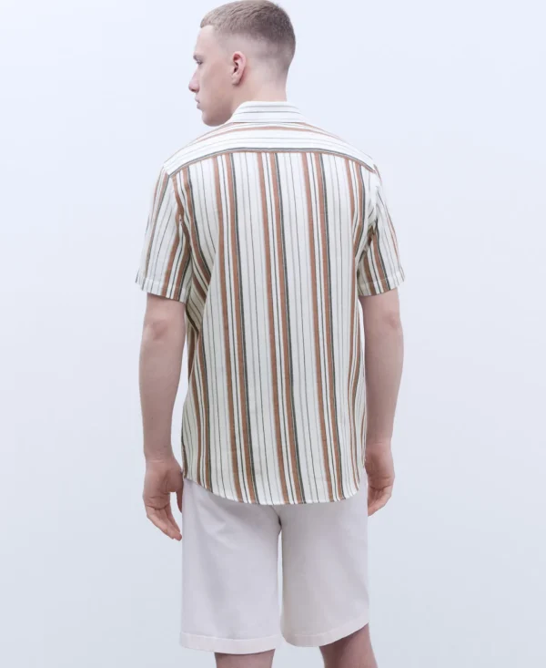 Adolfo Dominguez Camisas>Camisa Manga Corta Rayas Rayas Blanco/Rojo